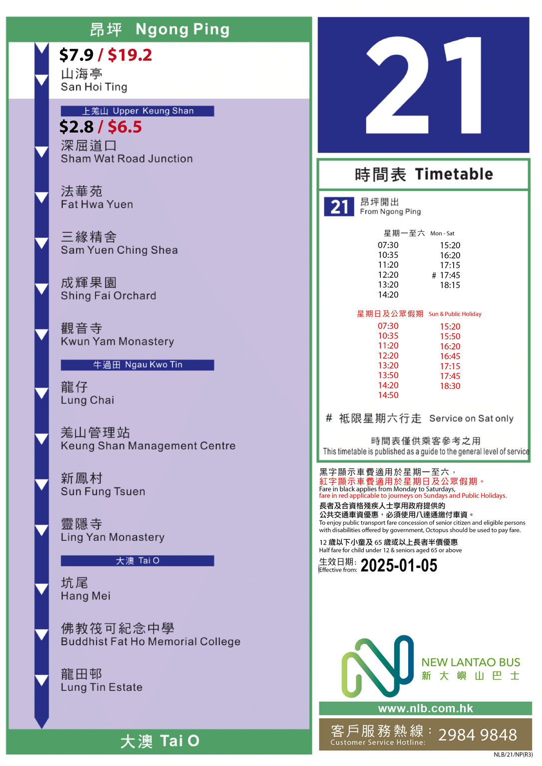 路線 21 — 路線圖